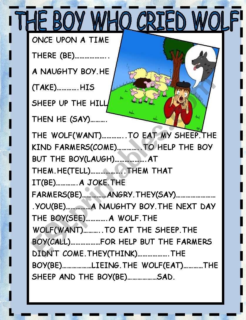 THE BOY WHO CRIED WOLF ESL Worksheet By Super Man