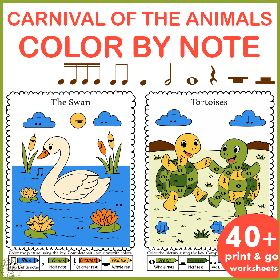 The Carnival Of The Animals Color By Note Pages Music Coloring Work The Carnival Of The Animals Color By Note Pages Music Coloring Work