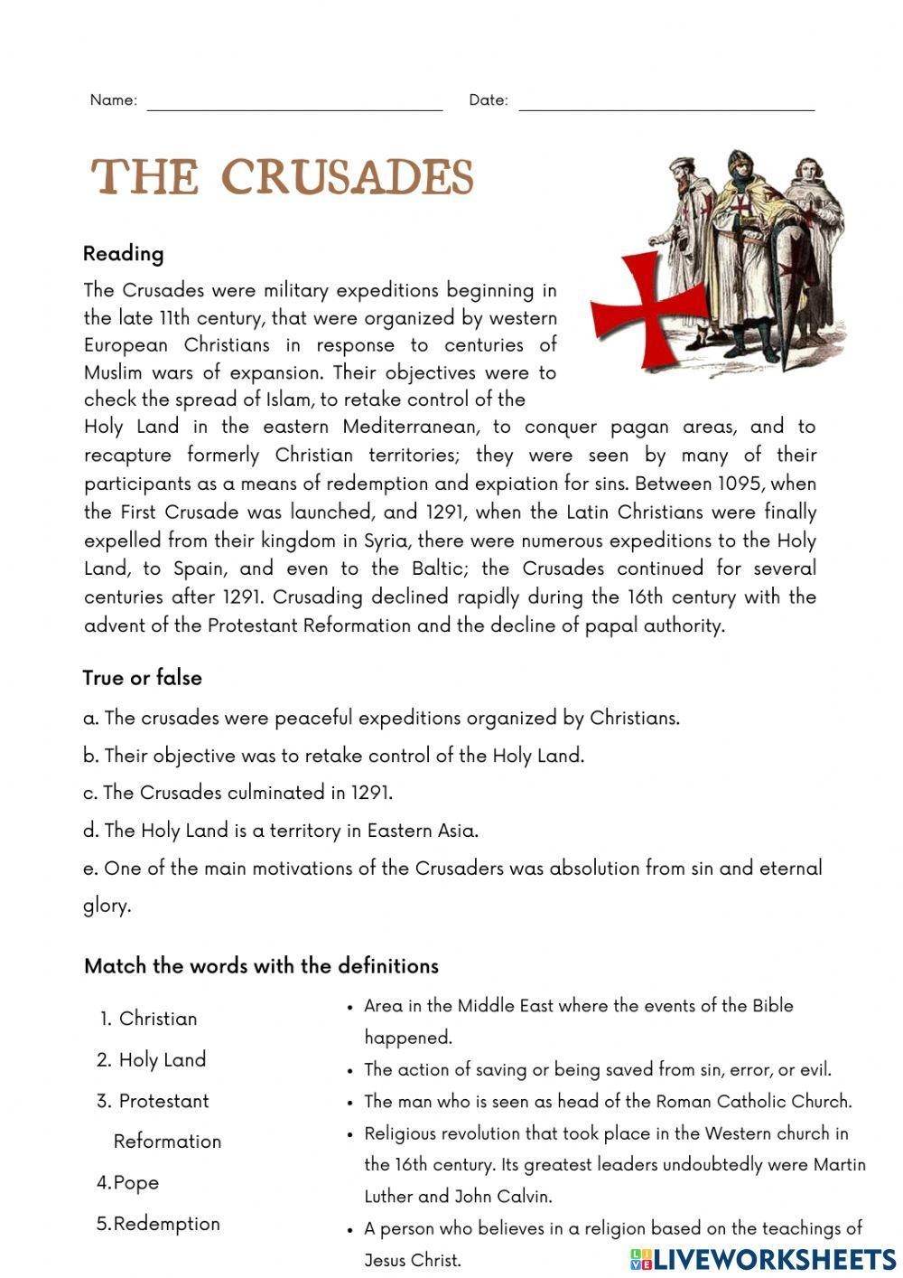 The Crusades Notes Worksheet Worksheets Library