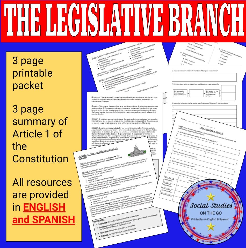 The Legislative Branch Worksheet Worksheets Library