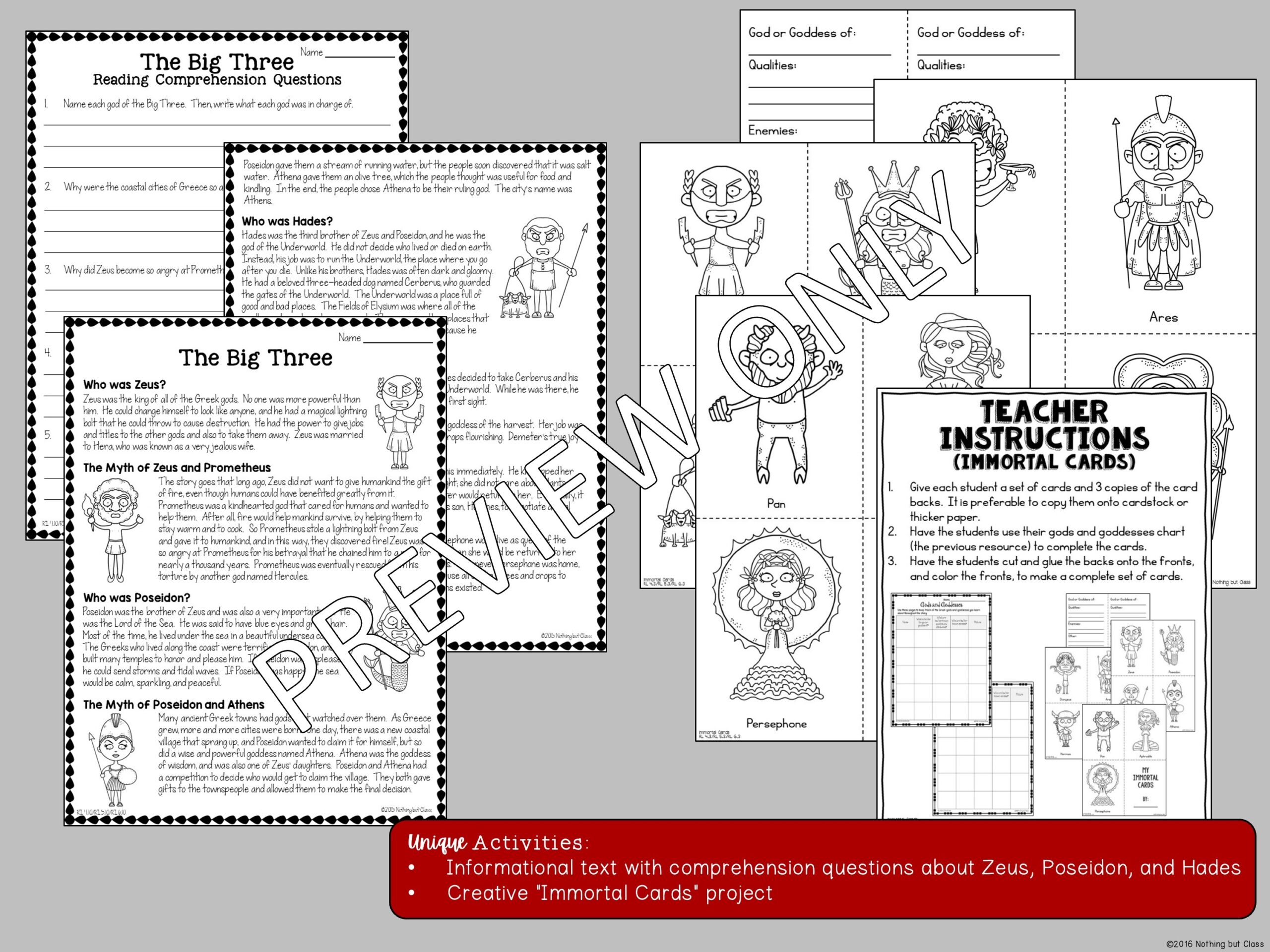 The Lightning Thief Novel Study Unit Comprehension And Vocabulary With Activities And Tests Made By Teachers