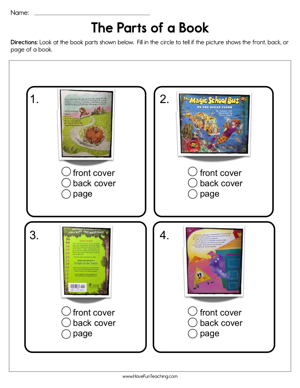 The Parts Of A Book Worksheet Have Fun Teaching The Parts Of A Book Worksheet Have Fun Teaching