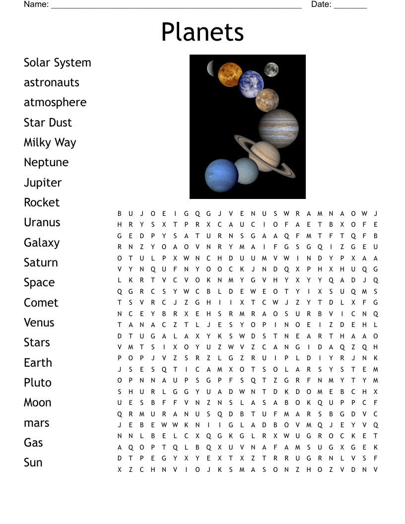 The Solar System Word Search WordMint