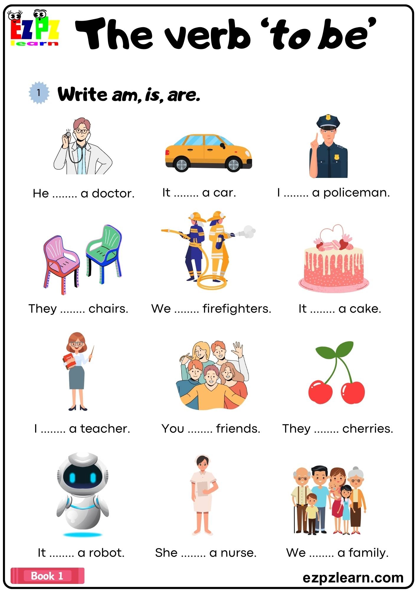 The Verb To Be Simple Present Fill In The Blanks Grammar Worksheet Ezpzlearn