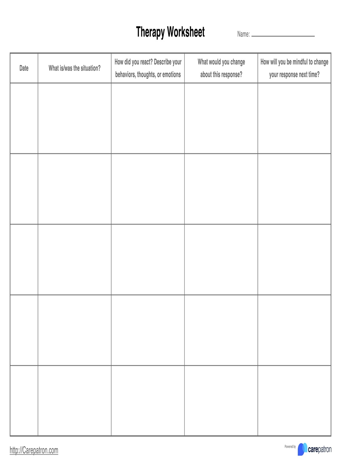 Therapy Worksheet Therapy Worksheet