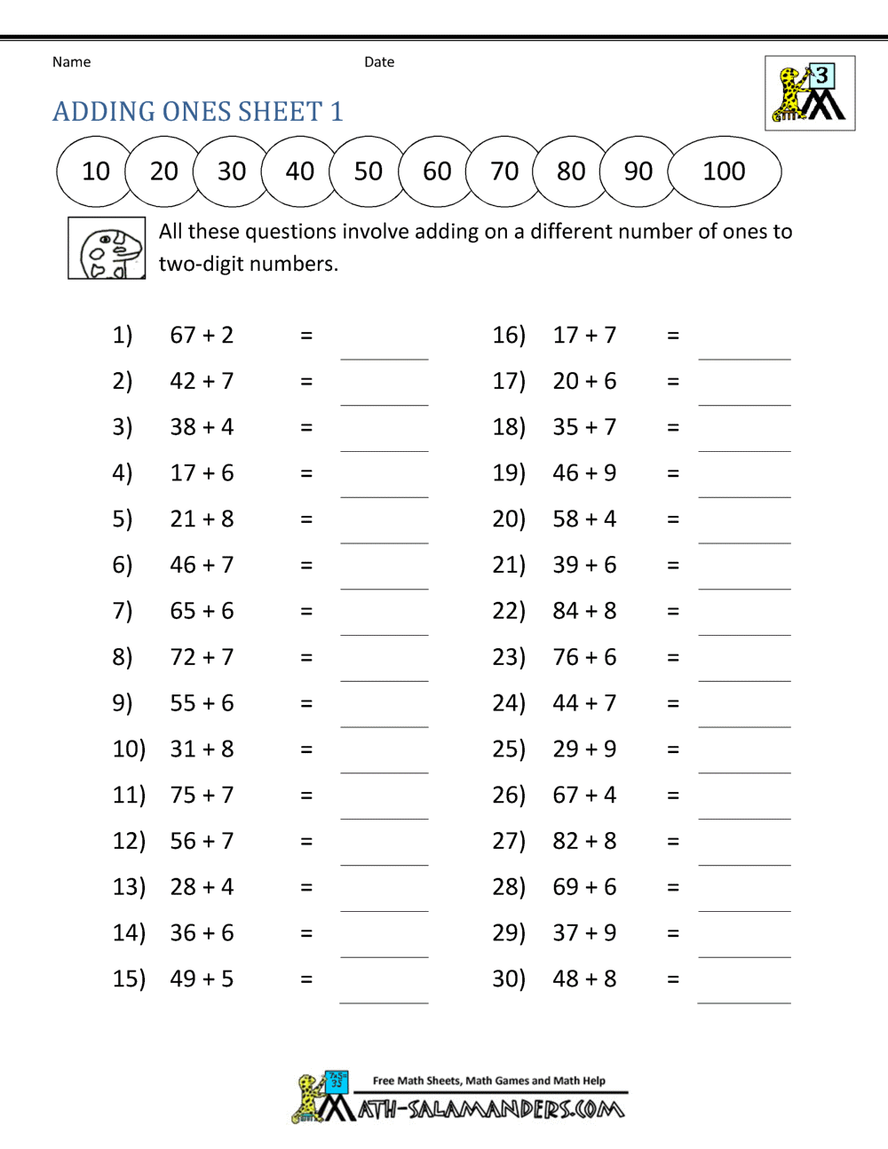 Third Grade Addition Worksheets