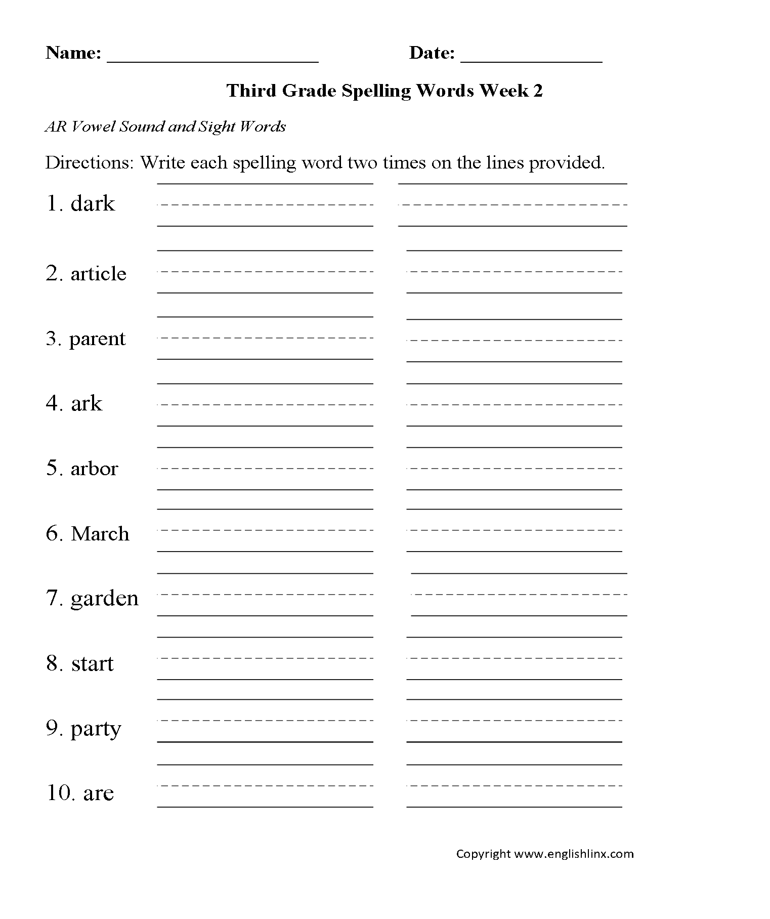 Third Grade Spelling Worksheets Printable Word Lists Practice Activities Third Grade Spelling Worksheets Printable Word Lists Practice Activities