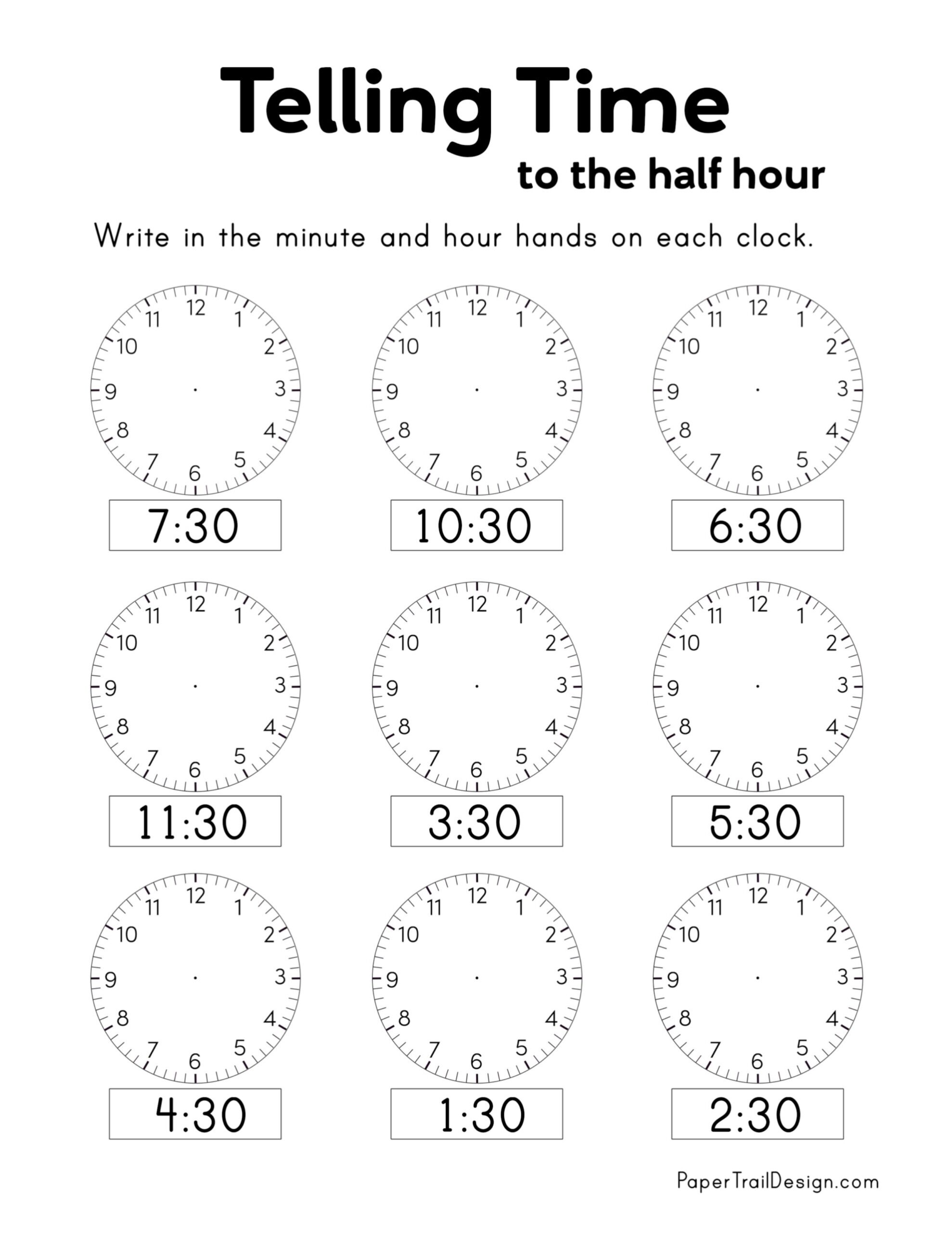 Free Printable Telling Time Worksheets Analog Clock Free Printables Lettering SVG Files Tools Apps