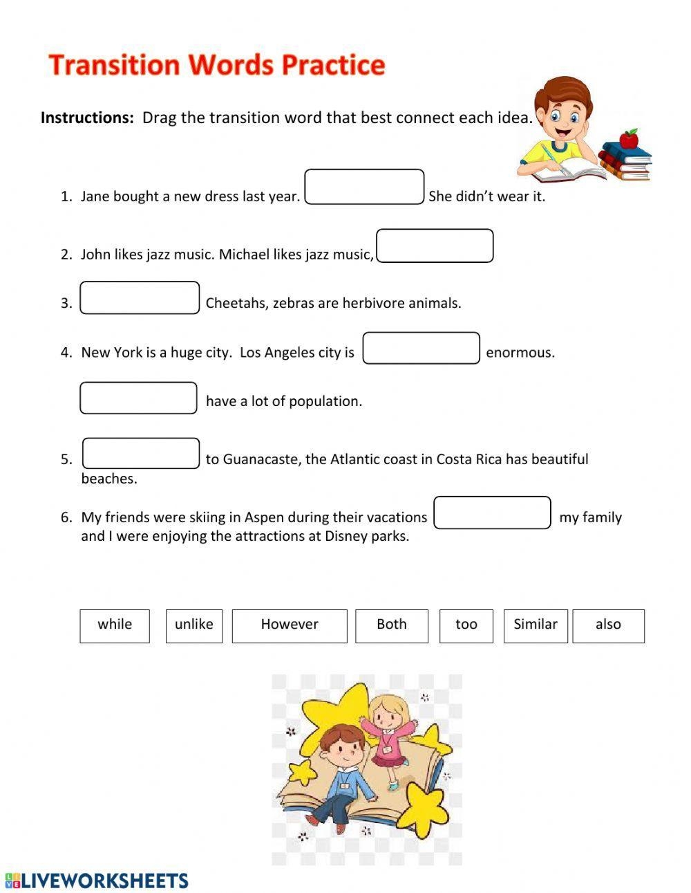 Transition Words Worksheet Worksheets Library Transition Words Worksheet Worksheets Library