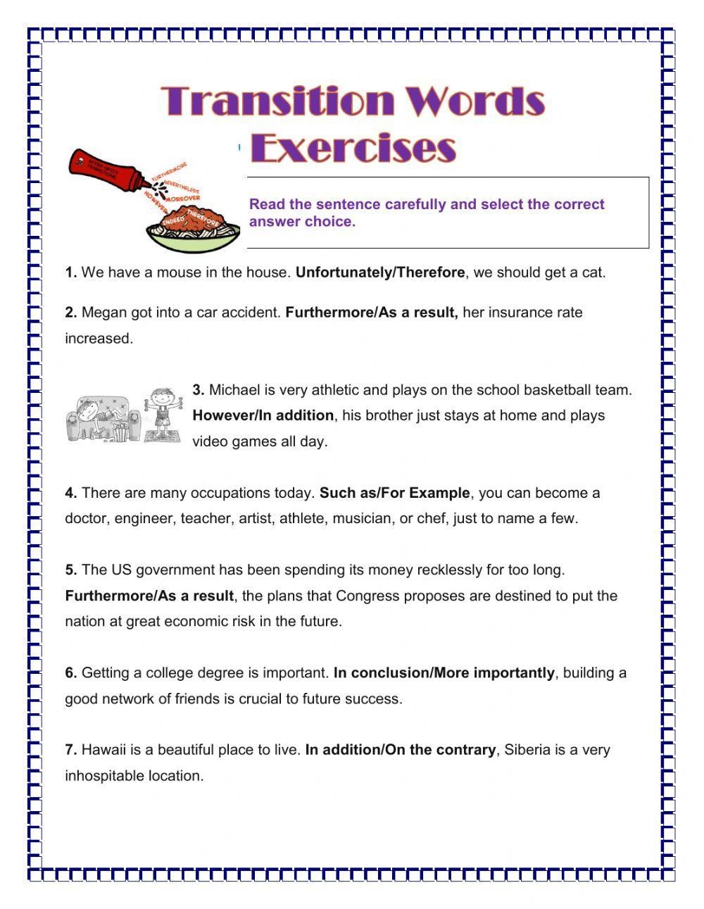 Transitional Words Interactive Worksheet Worksheets Library Transitional Words Interactive Worksheet Worksheets Library