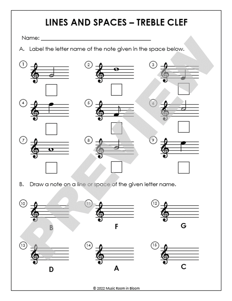 TREBLE AND BASS CLEF QUIZZES For Middle School General Music Made By Teachers