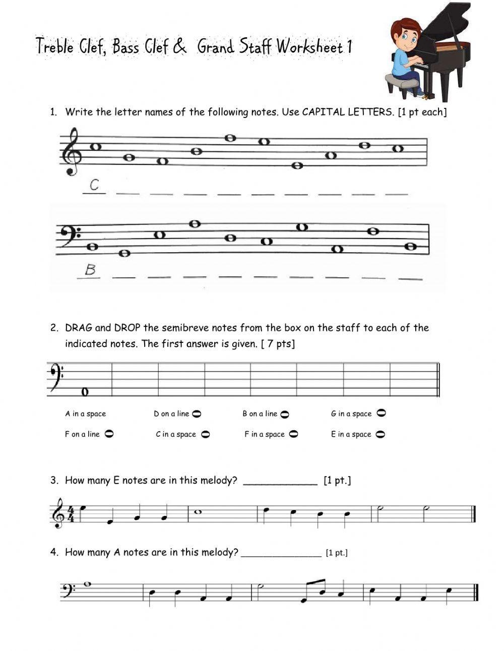 Treble Clef Bass Clef Grand Staff Worksheet Worksheets Library