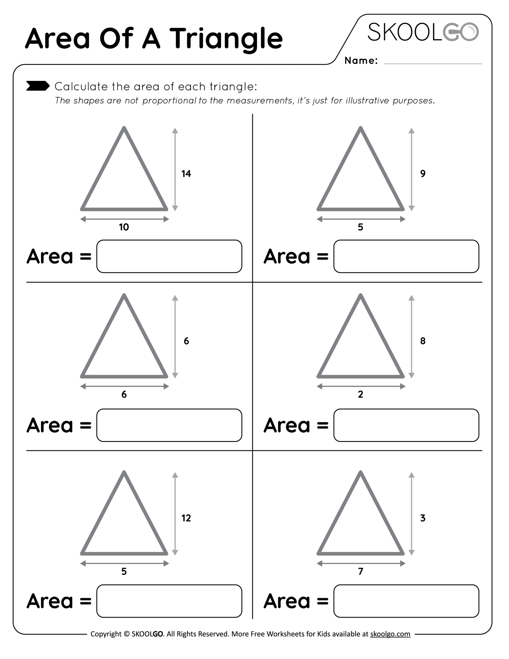 Triangles Area Worksheet Practice Problems For Finding Triangle Area