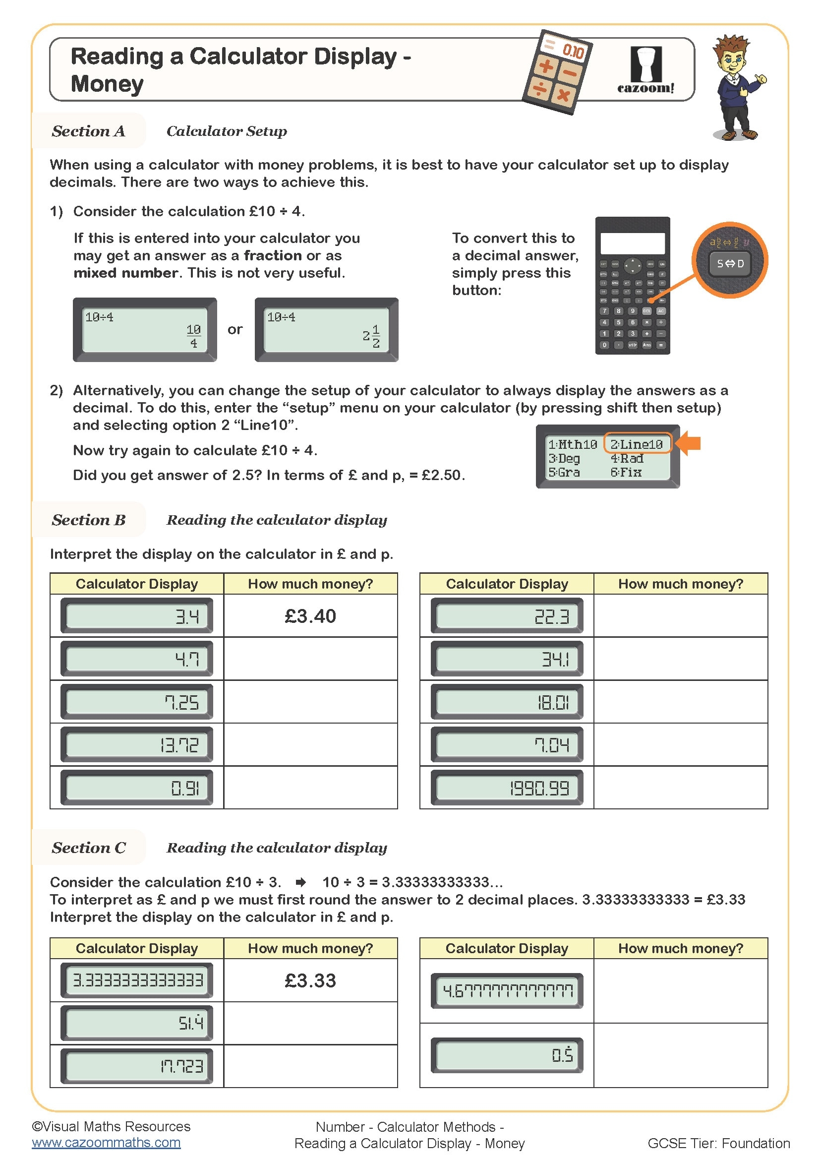 Using A Calculator Worksheets Printable Calculator Skills Worksheets PDF And Free Samples Downloads Cazoom Maths