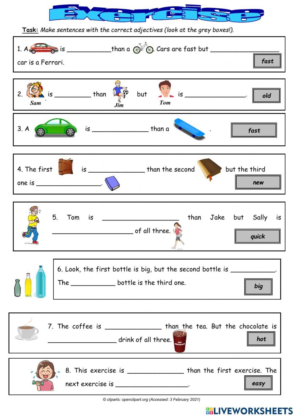 Class 3 English Grammar Compare Er And Est Worksheets PDF