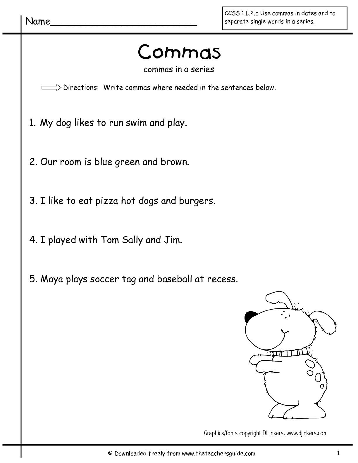 Using Commas In A Series Worksheet For First Grade Worksheets Library Using Commas In A Series Worksheet For First Grade Worksheets Library