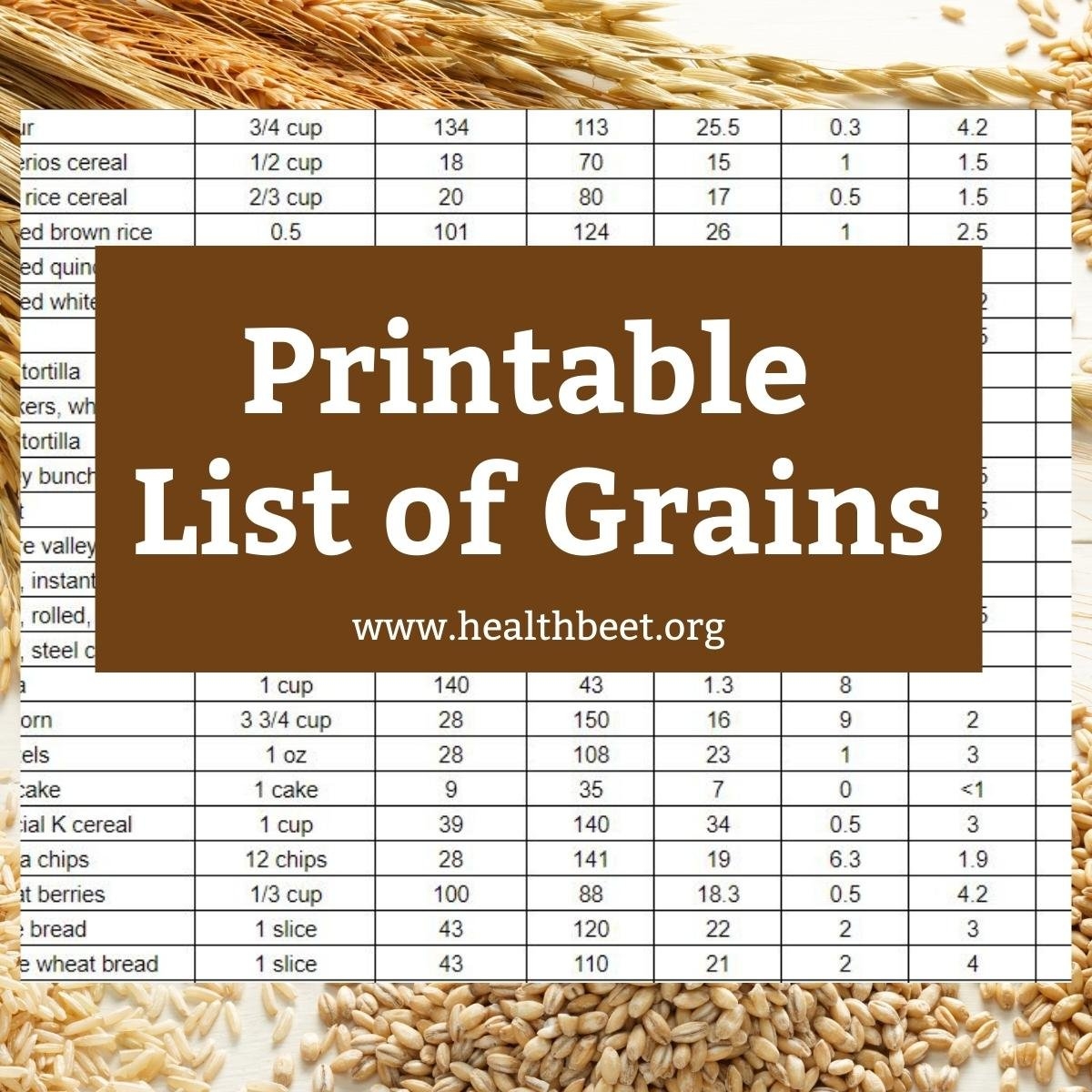 Using Whole Grains With Printable List Of Grains Health Beet