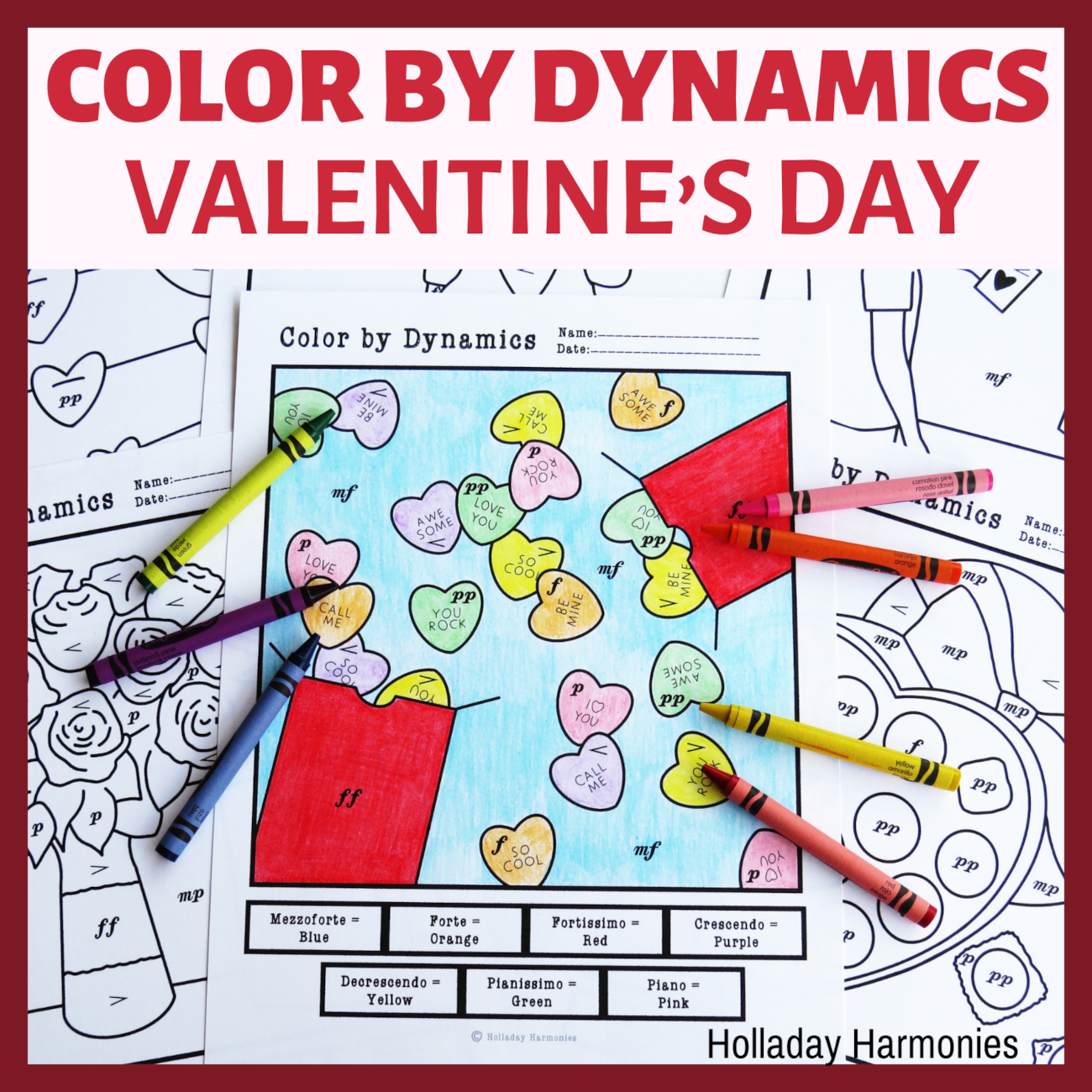 Valentine S Day Color By Dynamics Worksheets Music Dynamics Activities Made By Teachers