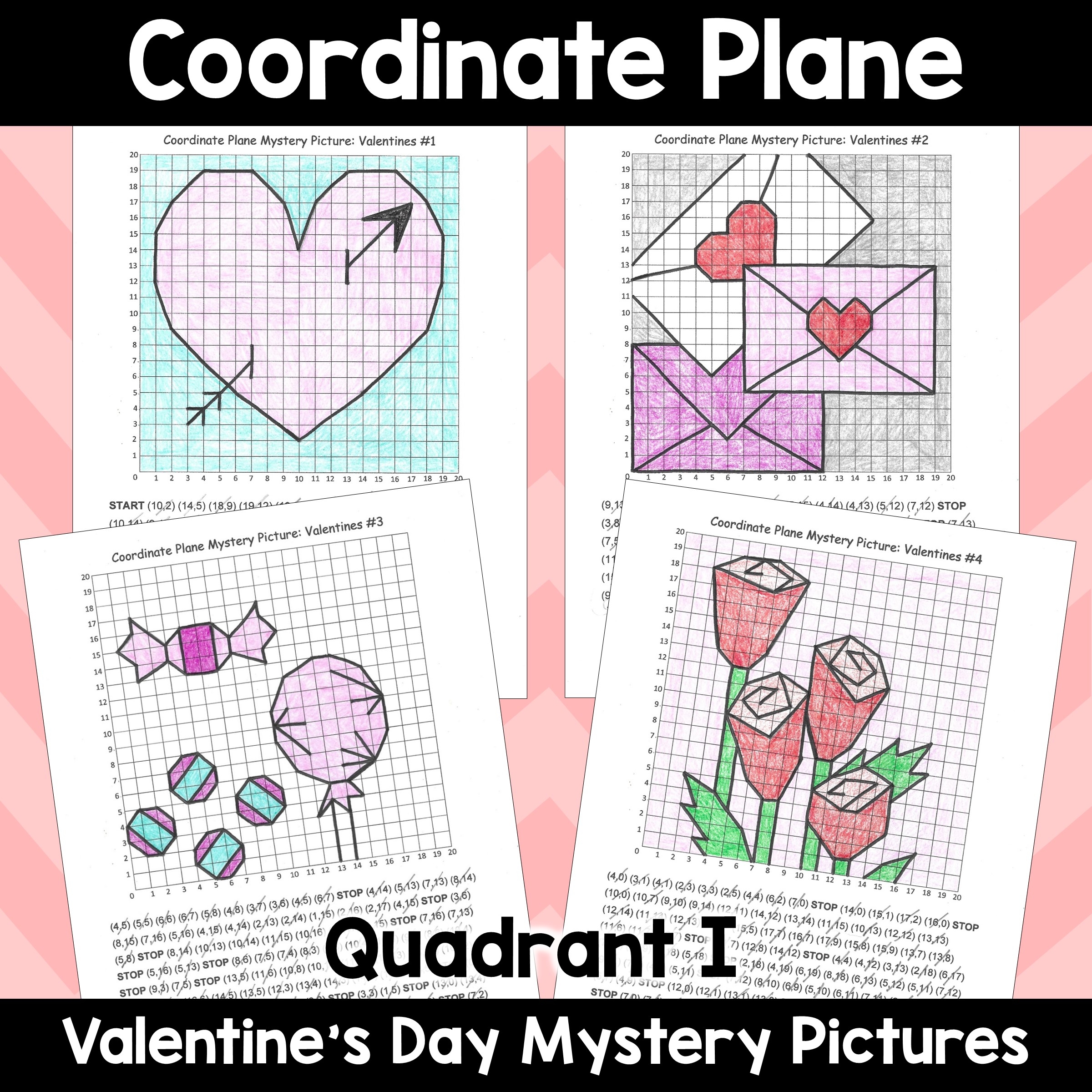 Valentine Coordinate Plane Graphing Picture Valentine Bundle 5 In 1 Classful