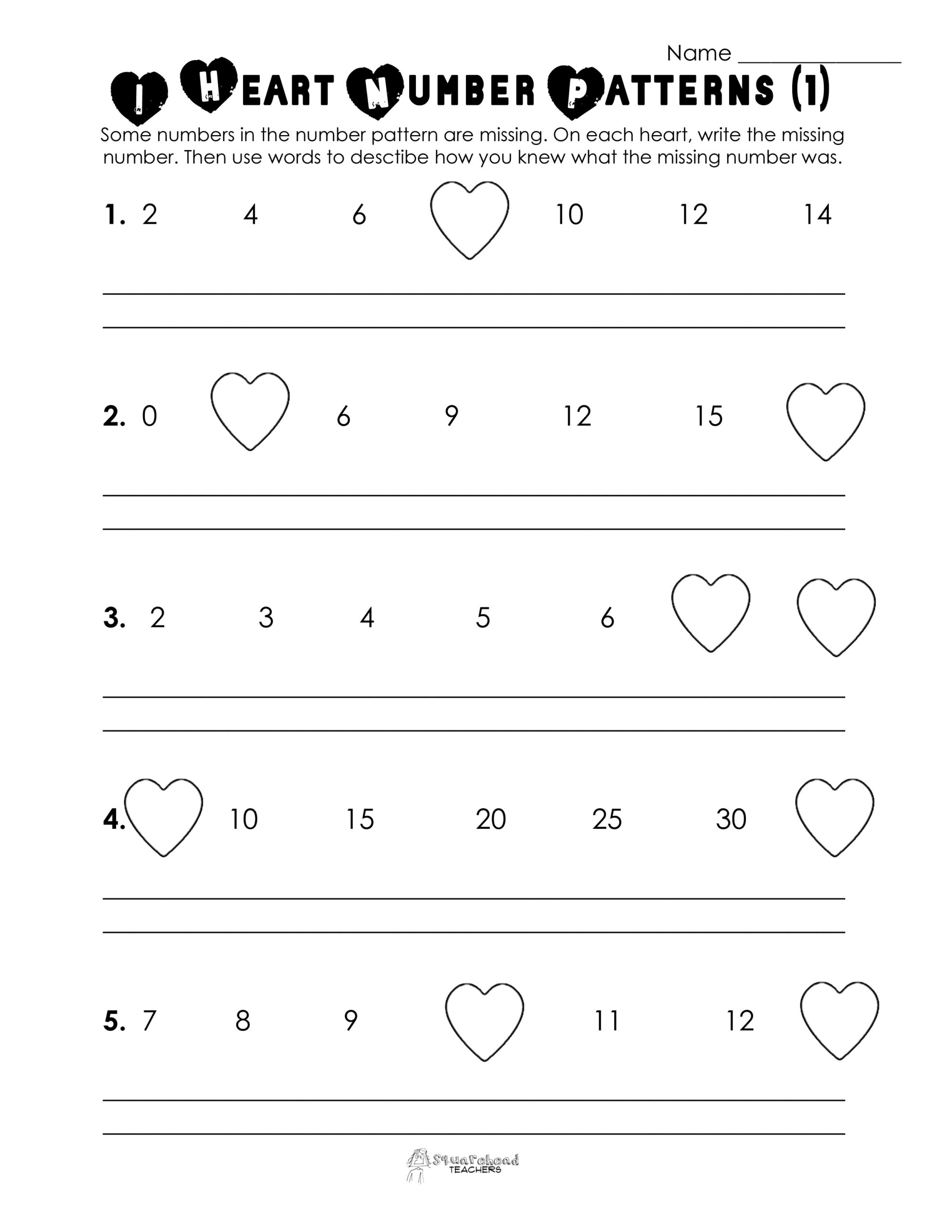 Valentine S Day Number Patterns Free Worksheet Squarehead Teachers Valentine S Day Number Patterns Free Worksheet Squarehead Teachers