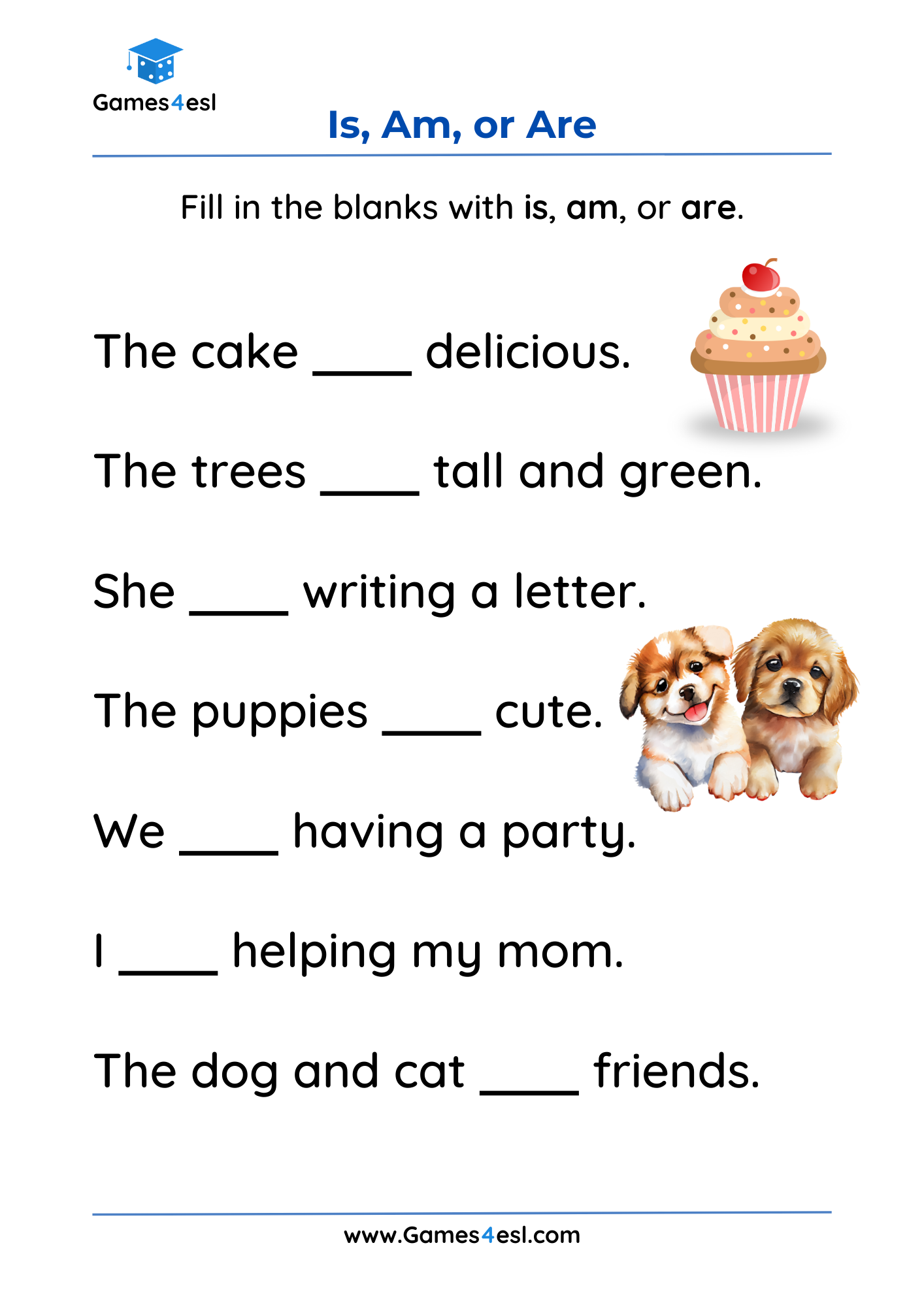 Verb To Be Worksheets For Kids And Beginners Games4esl