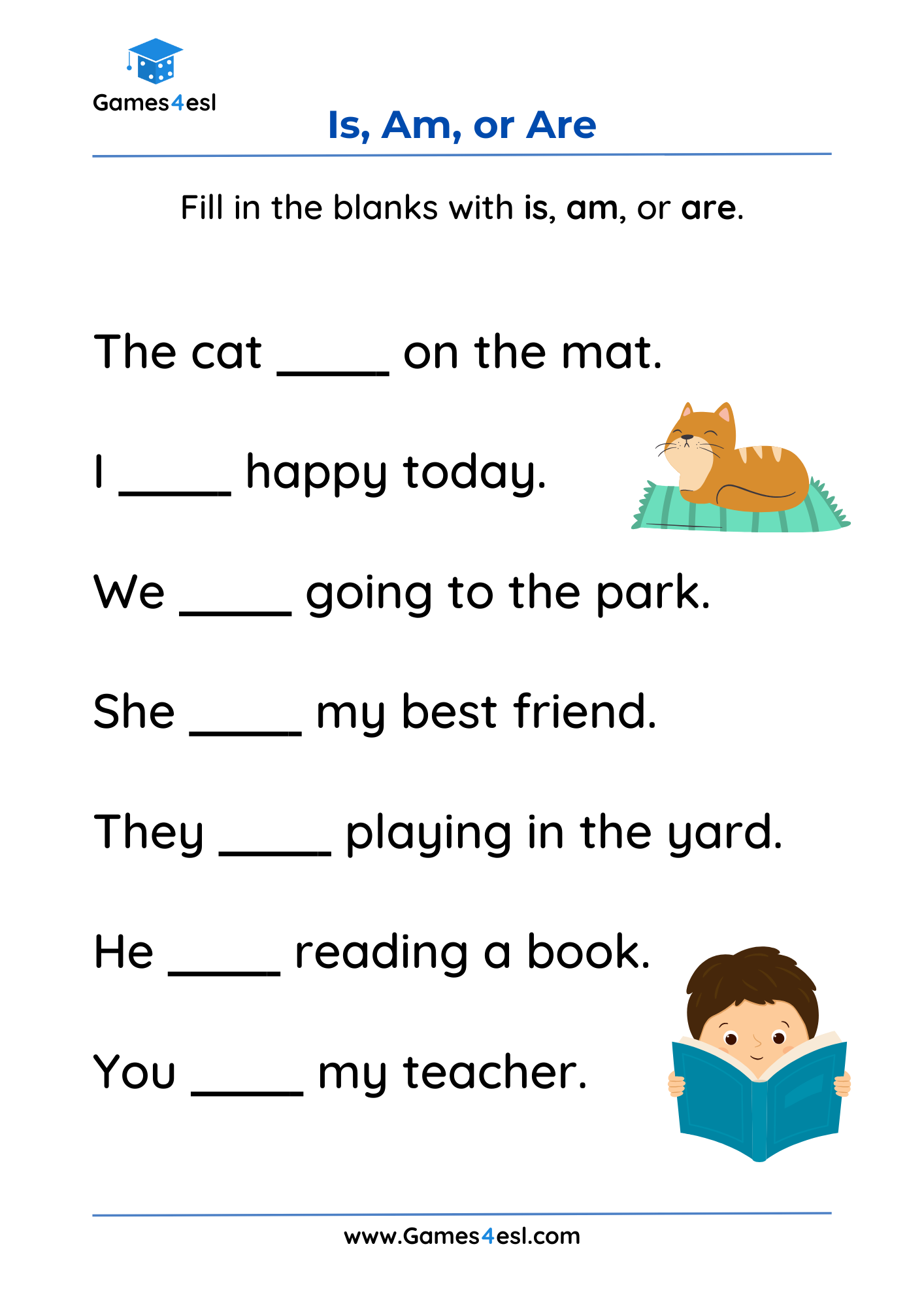 Verb To Be Worksheets For Kids And Beginners Games4esl