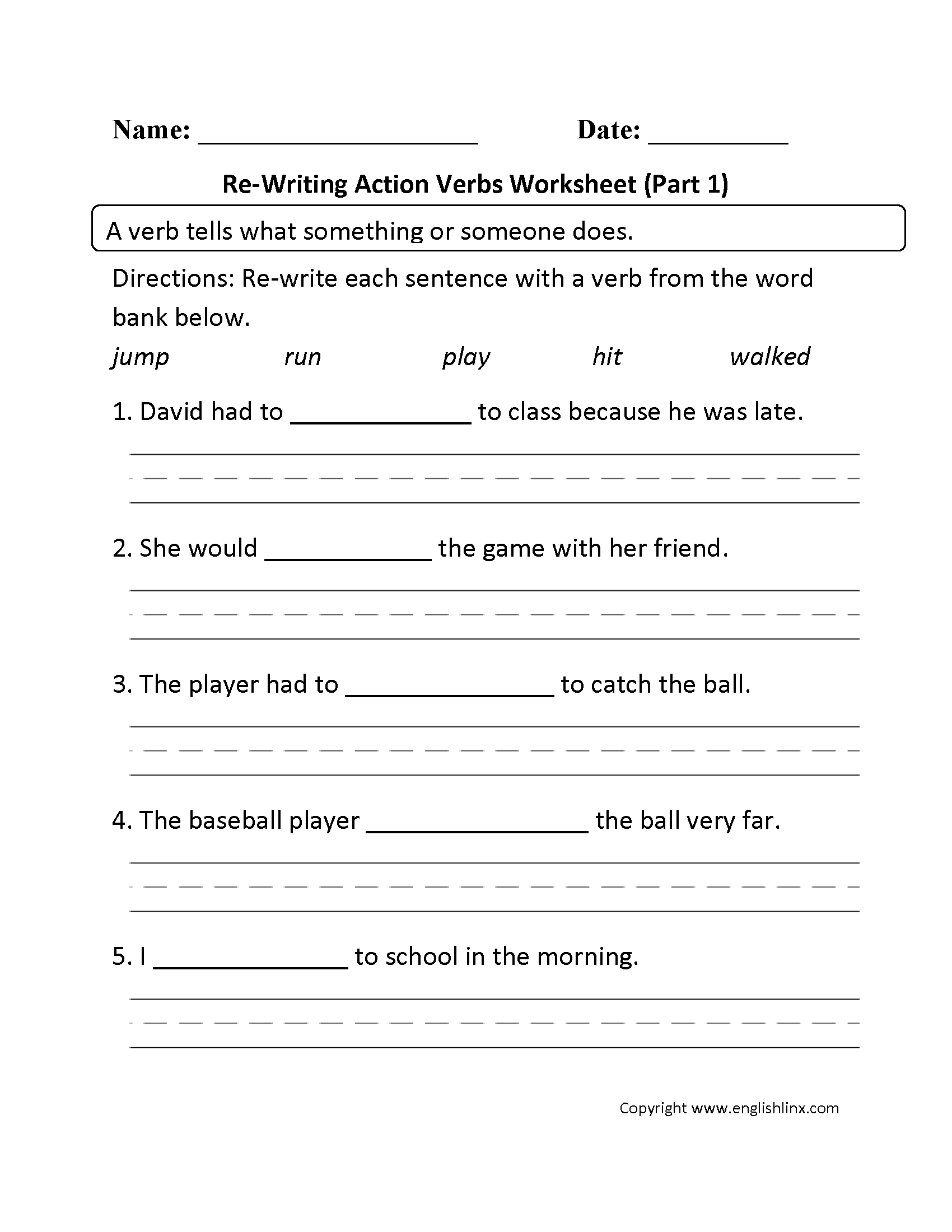 10 Printable Choose The Correct Verb Worksheets 1st 2nd Grade ELA Worksheets Etsy