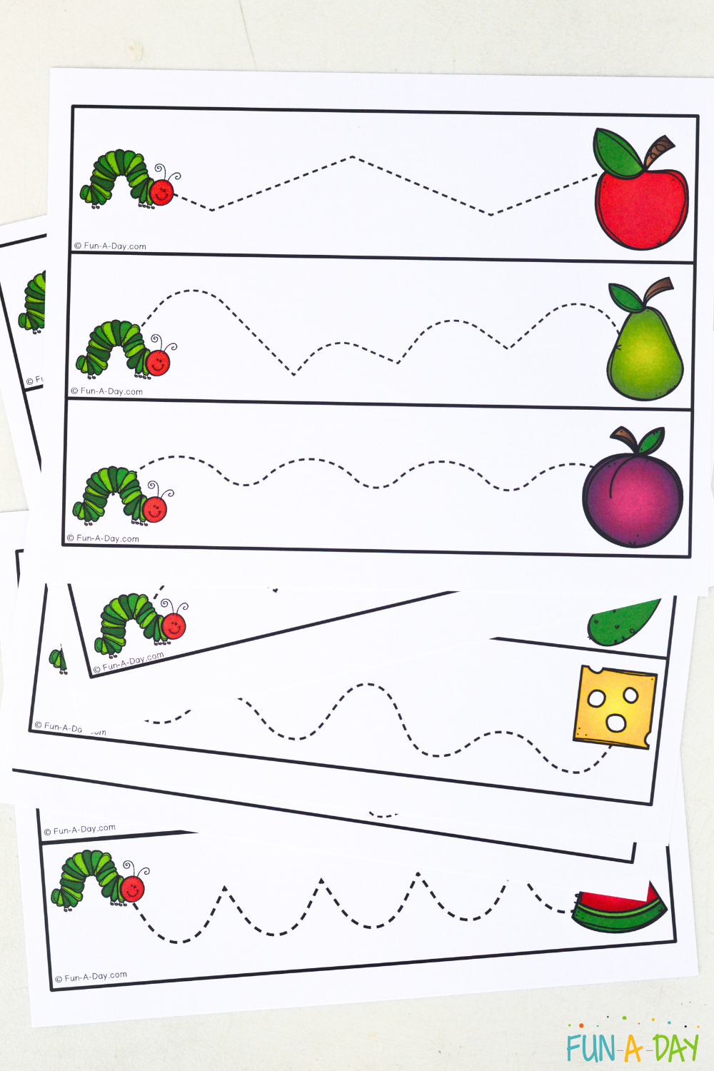 Very Hungry Caterpillar Cutting Strips Free Printable Fun A Day Very Hungry Caterpillar Cutting Strips Free Printable Fun A Day