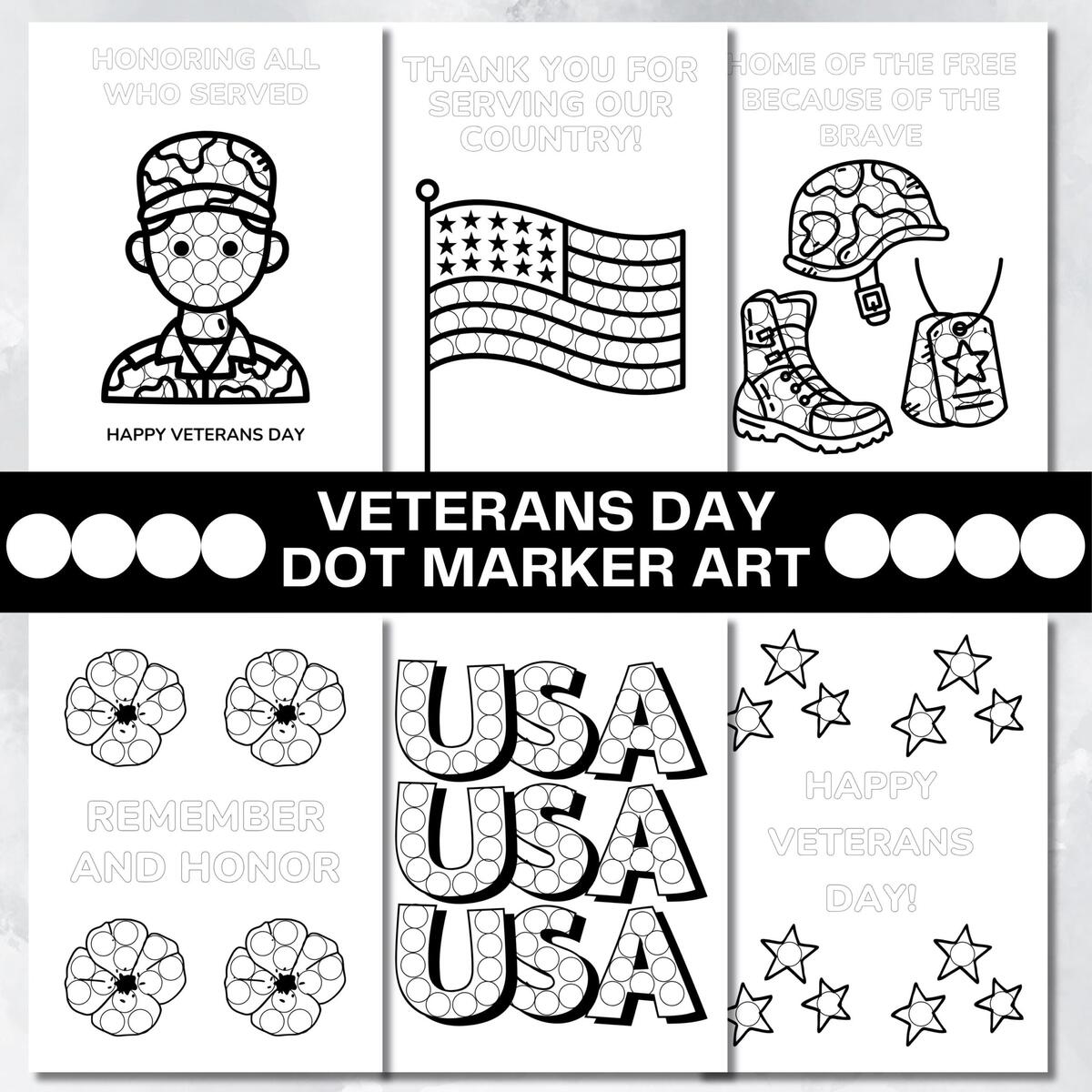 Veterans Day Dot Marker Do A Dot Printable Veterans Day Coloring Pages Thank You Veterans Craft Kids Toddler Activity Homeschool Preschool Etsy Israel