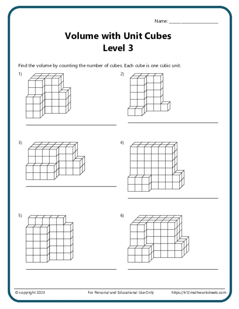 Volume With Unit Cubes K12 Math Worksheets 5th Grade Volume Worksheets