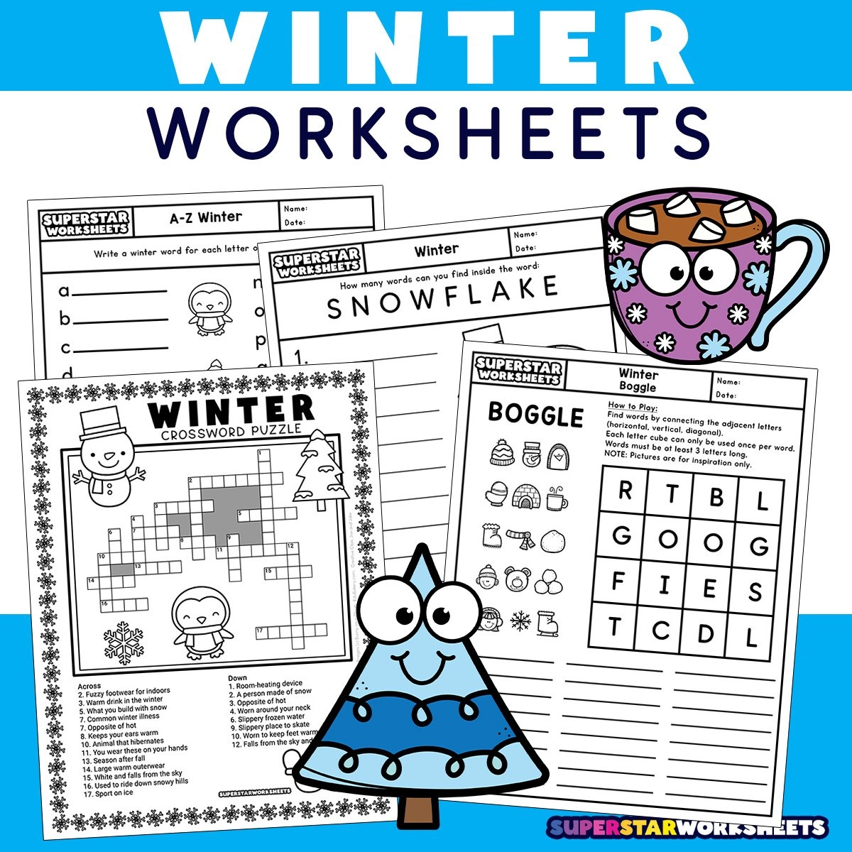 FREE Winter Math Worksheets For Kindergarten