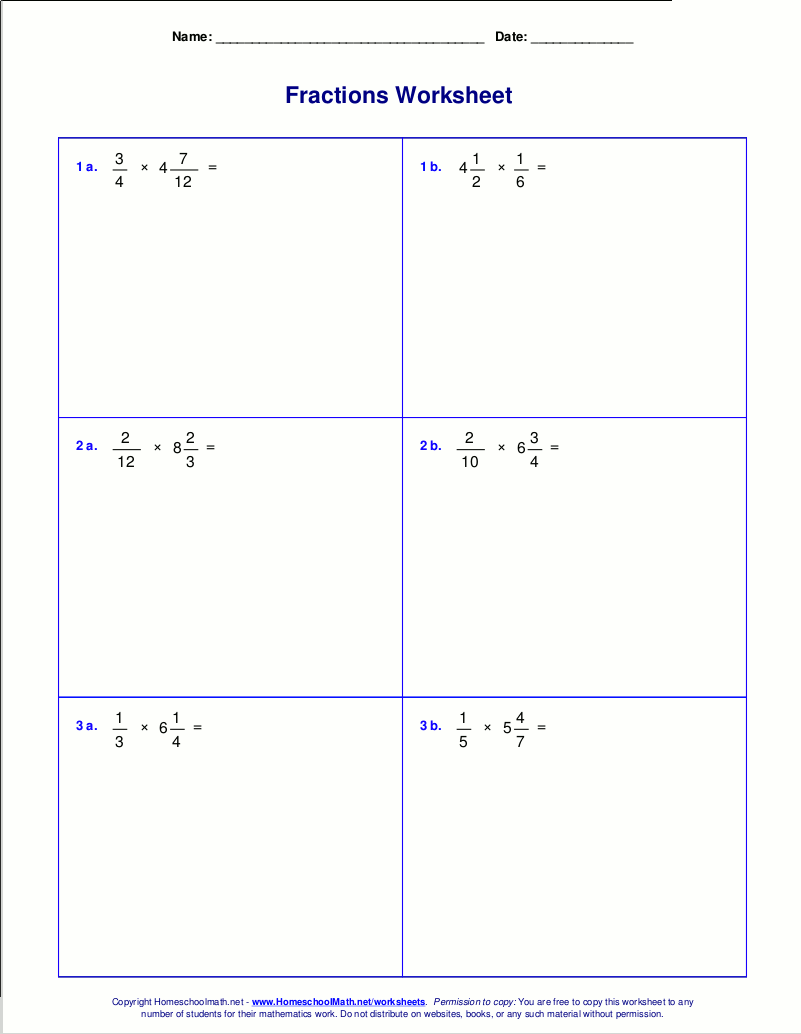 Worksheets For Fraction Multiplication Worksheets For Fraction Multiplication