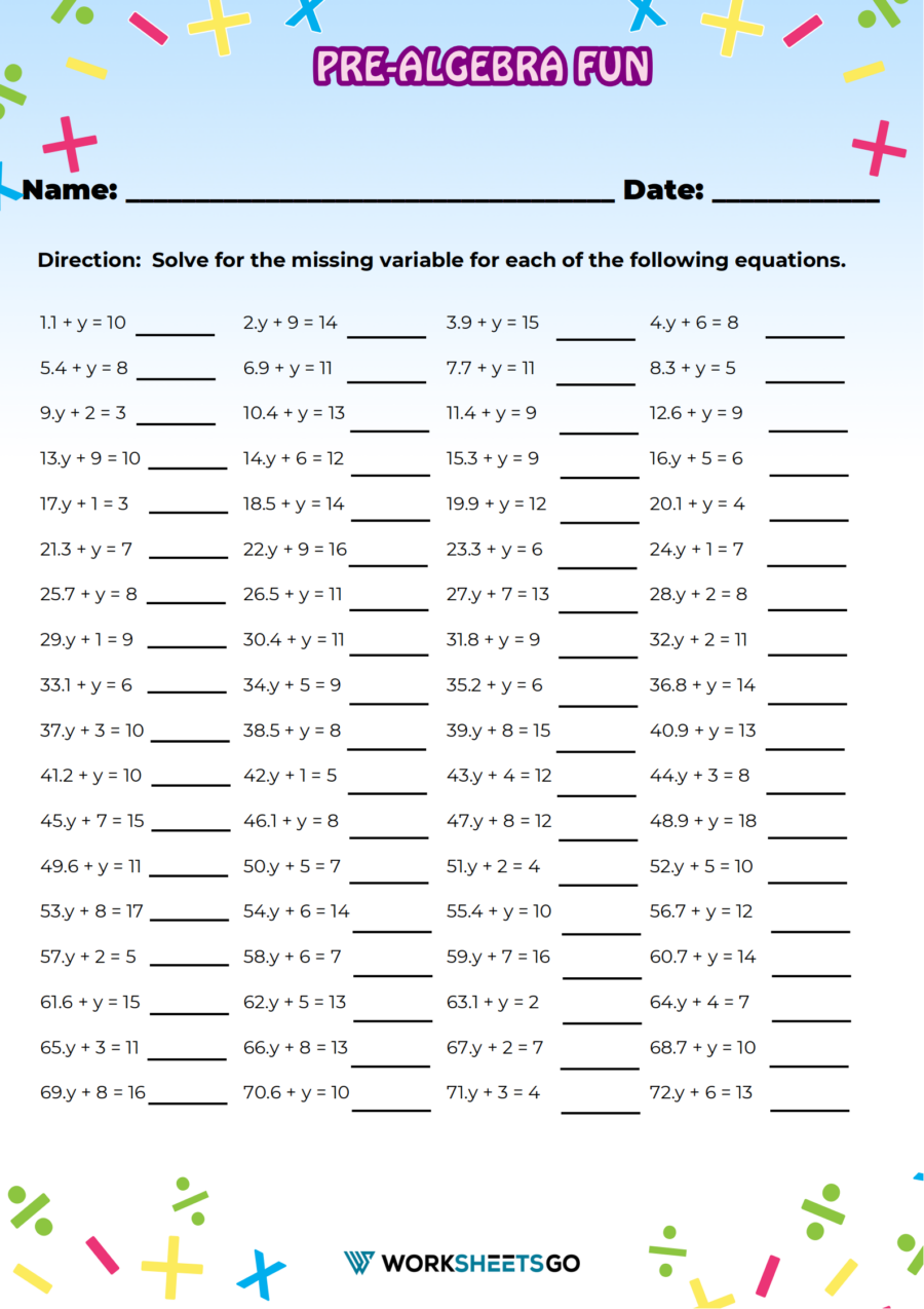 Writing Functions Pre Algebra Practice Worksheet