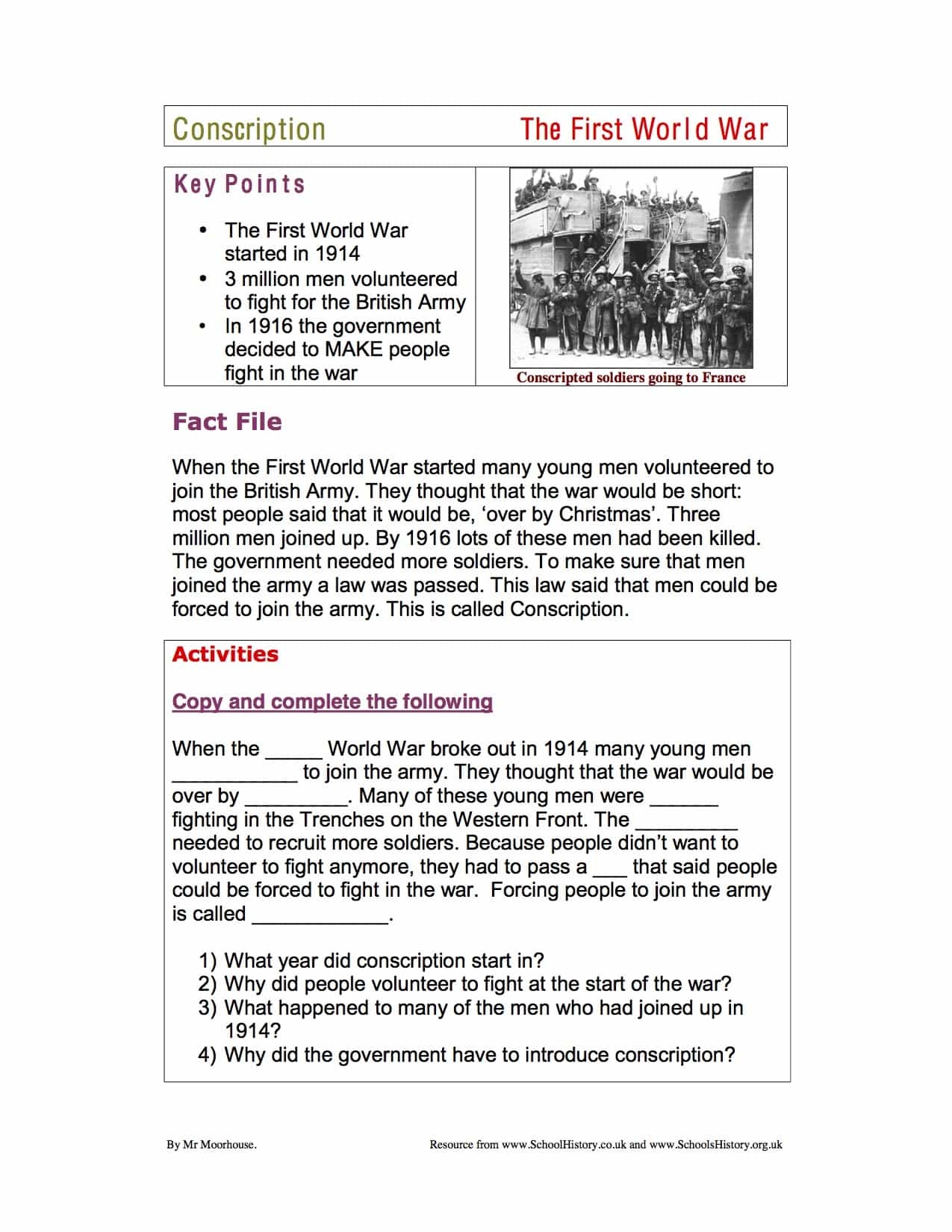 WW1 The Great War Worksheets KS3 KS4 Lesson Plans Resources WW1 The Great War Worksheets KS3 KS4 Lesson Plans Resources